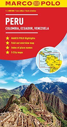PERU, COLOMBIA, VENEZUELA MARCO POLO MAP